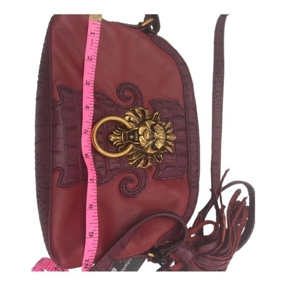Sharif Crocc Embossed Red Leather Lion Knocker Bag w Coin Purse NWT - Picture 4 of 13